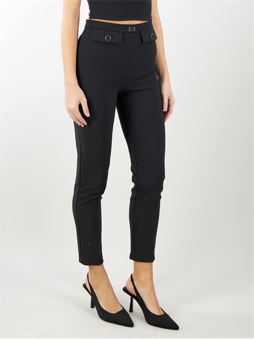 Straight trousers in stretch cr?pe fabric with flaps Elisabetta Franchi ELISABETTA FRANCHI | Trousers | PA02841E2110
